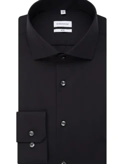 Blouse - slim fit - zwart