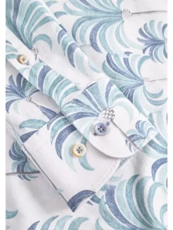 Blouse wit/turquoise