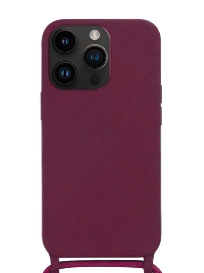 Case met koord voor iPhone 14 PRO bordeaux