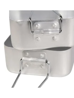 2-delige set: campingservies zilverkleurig