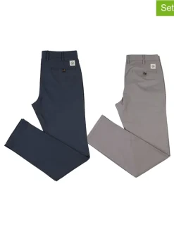 2-delige set: chinobroeken beige/blauw