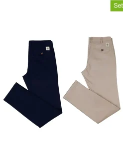2-delige set: chinobroeken beige/donkerblauw