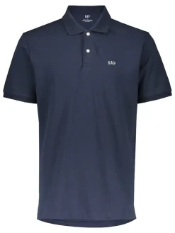 2-delige set: poloshirts donkerblauw/wit