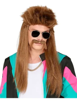 2-delige set: pruik en snor-baard 'Redneck" lichtbruin