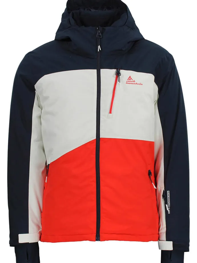 2-delige ski-/snowboardoutfit "Cerome" donkerblauw/oranje/wit