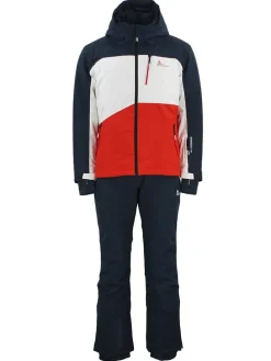 2-delige ski-/snowboardoutfit "Cerome" donkerblauw/oranje/wit