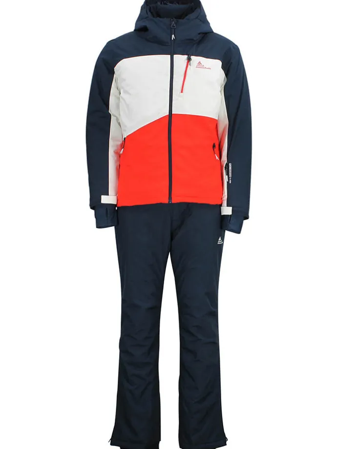 2-delige ski-/snowboardoutfit "Cerome" donkerblauw/oranje/wit
