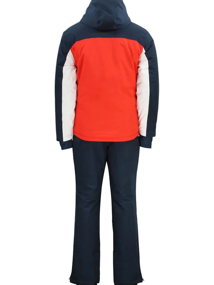 2-delige ski-/snowboardoutfit "Cerome" donkerblauw/oranje/wit
