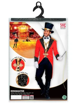 6-delig kostuum "Circus Stalmeester" rood/zwart