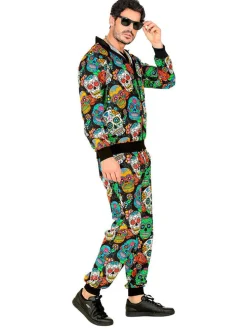 2-delig kostuum "PARTY FASHION TRAININGSPAK DIA DE LOS MUERTOS" meerkleurig