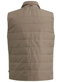 Doorgestikte bodywarmer beige