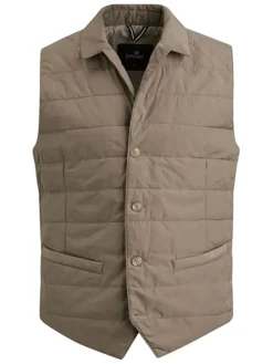 Doorgestikte bodywarmer beige