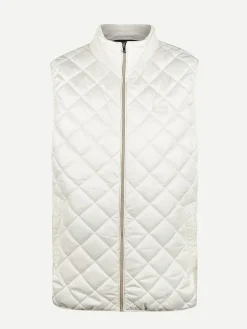Doorgestikte bodywarmer crème