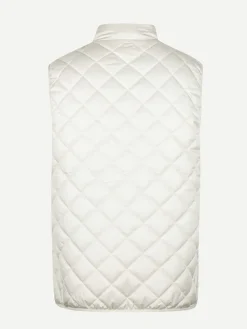Doorgestikte bodywarmer crème