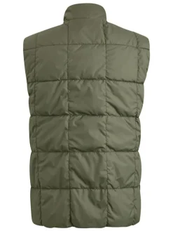 Doorgestikte bodywarmer kaki