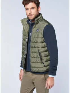 Doorgestikte bodywarmer kaki