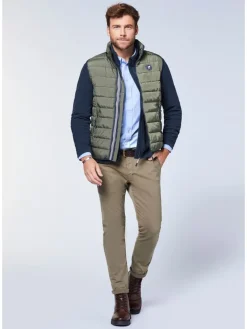 Doorgestikte bodywarmer kaki