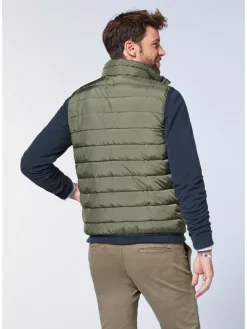 Doorgestikte bodywarmer kaki