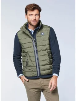 Doorgestikte bodywarmer kaki