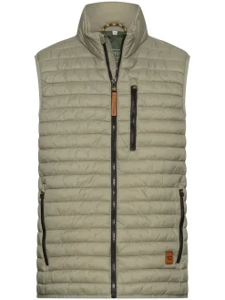 Doorgestikte bodywarmer kaki
