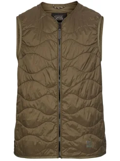 Doorgestikte bodywarmer lichtbruin
