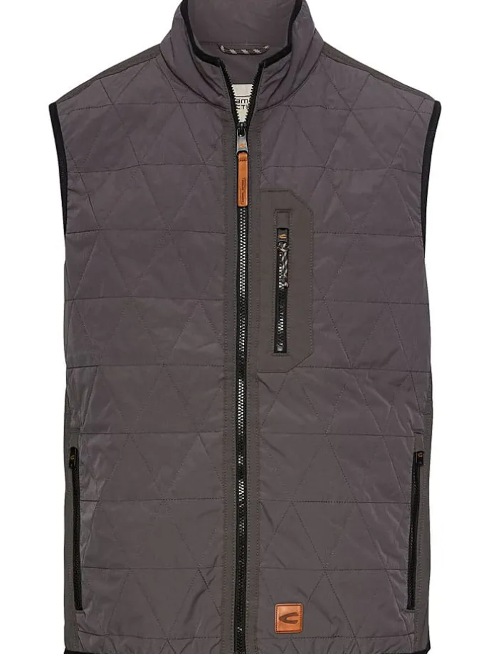Doorgestikte bodywarmer taupe