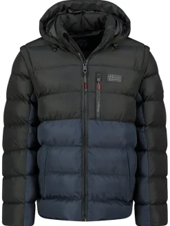Doorgestikte jas "Badamo" donkerblauw/zwart