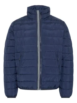 Doorgestikte jas donkerblauw