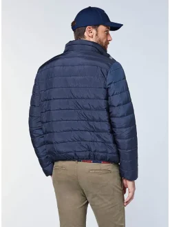 Doorgestikte jas donkerblauw