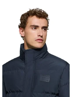 Doorgestikte jas donkerblauw