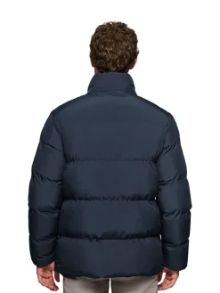 Doorgestikte jas donkerblauw