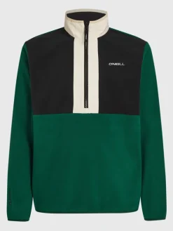 Fleece trui groen/zwart/beige