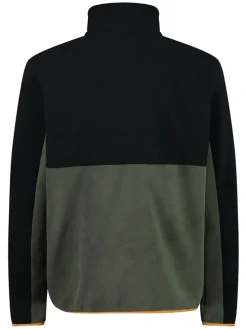 Fleece trui kaki/zwart
