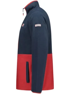 Fleece vest donkerblauw/rood