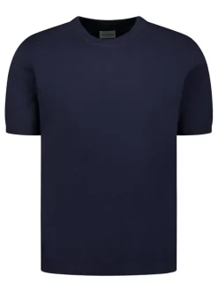 Gebreid shirt donkerblauw