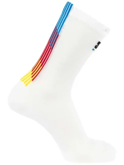 Hardloopsokken "Pulse Race Flag Crew" wit/meerkleurig