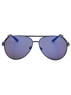 Herenzonnebril zilverkleurig/blauw