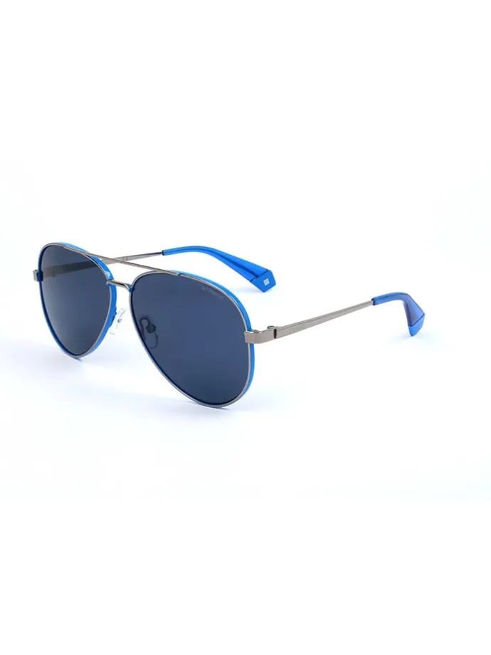 Herenzonnebril zilverkleurig/blauw