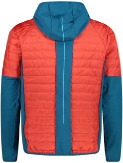 Hybride jas oranje/petrol