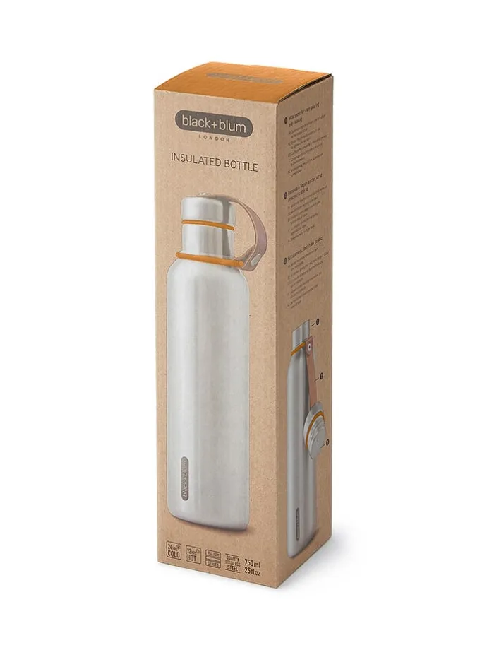 Isoleerfles zilverkleurig/oranje - 750 ml