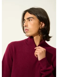 Kasjmieren trui "Ambin" bordeaux