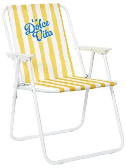 Klapstoel “Dolce Vita” geel/wit - (B)44 x (H)75 x (D)52 cm