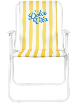 Klapstoel “Dolce Vita” geel/wit - (B)44 x (H)75 x (D)52 cm