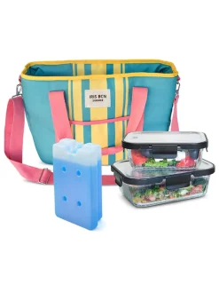 Koeltas turquoise/geel/roze - (B)41 x (H)29 x (D)15 cm