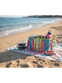 Koeltas turquoise/geel/roze - (B)41 x (H)29 x (D)15 cm