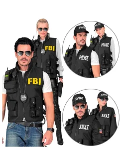 Kostuumgilet "SWAT | FBI | POLICE" zwart