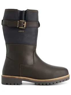Leren boots "Fjaere" bruin/donkerblauw