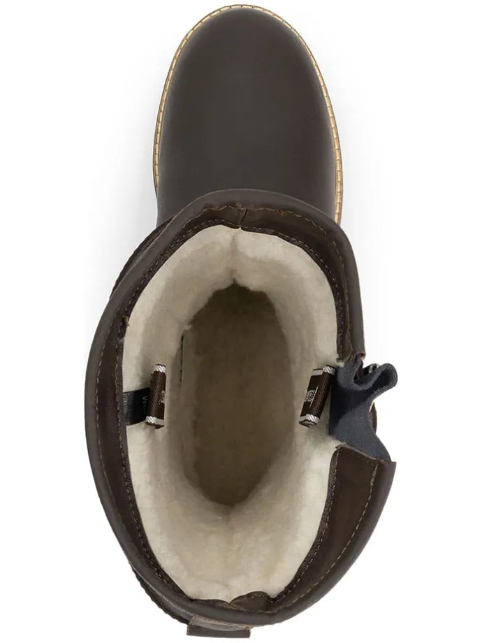Leren boots "Fjaere" bruin/donkerblauw