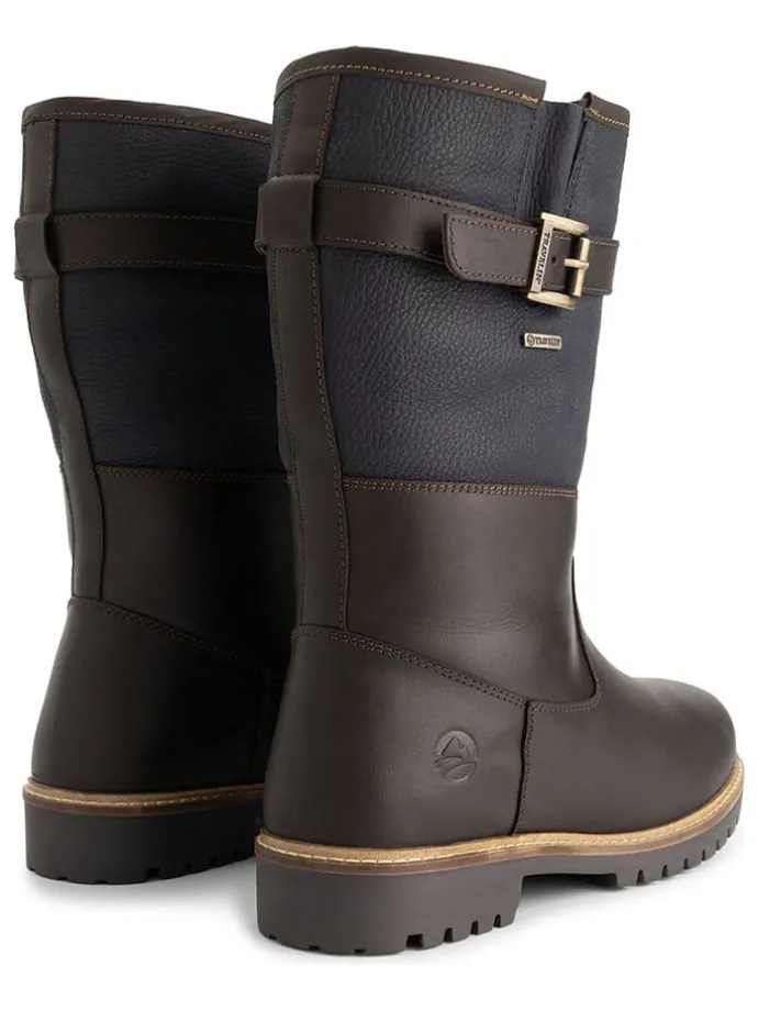 Leren boots "Fjaere" bruin/donkerblauw