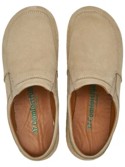 Leren clogs beige